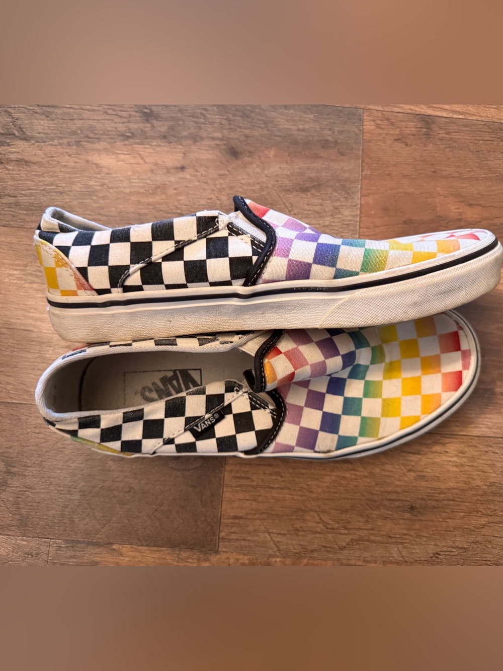 Vans Checkerboard Slip-On Sneakers-Rainbow